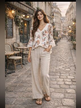 Warehouse One NWT Bell Sleeve Lace Top size S.